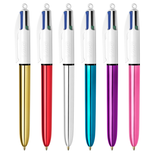 BIC 4 COLOUR SHINE PENNA A SFERA 4 COLORI DI INCHIOSTRO PUNTA MEDIA CONF. 12 Pz.